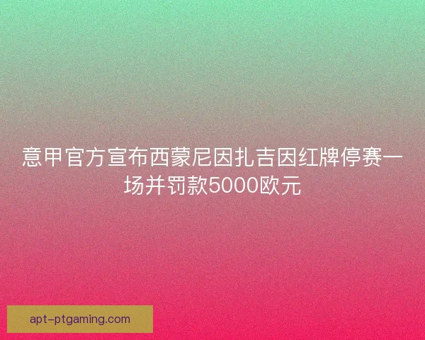 意甲官方宣布西蒙尼因扎吉因红牌停赛一场并罚款5000欧元